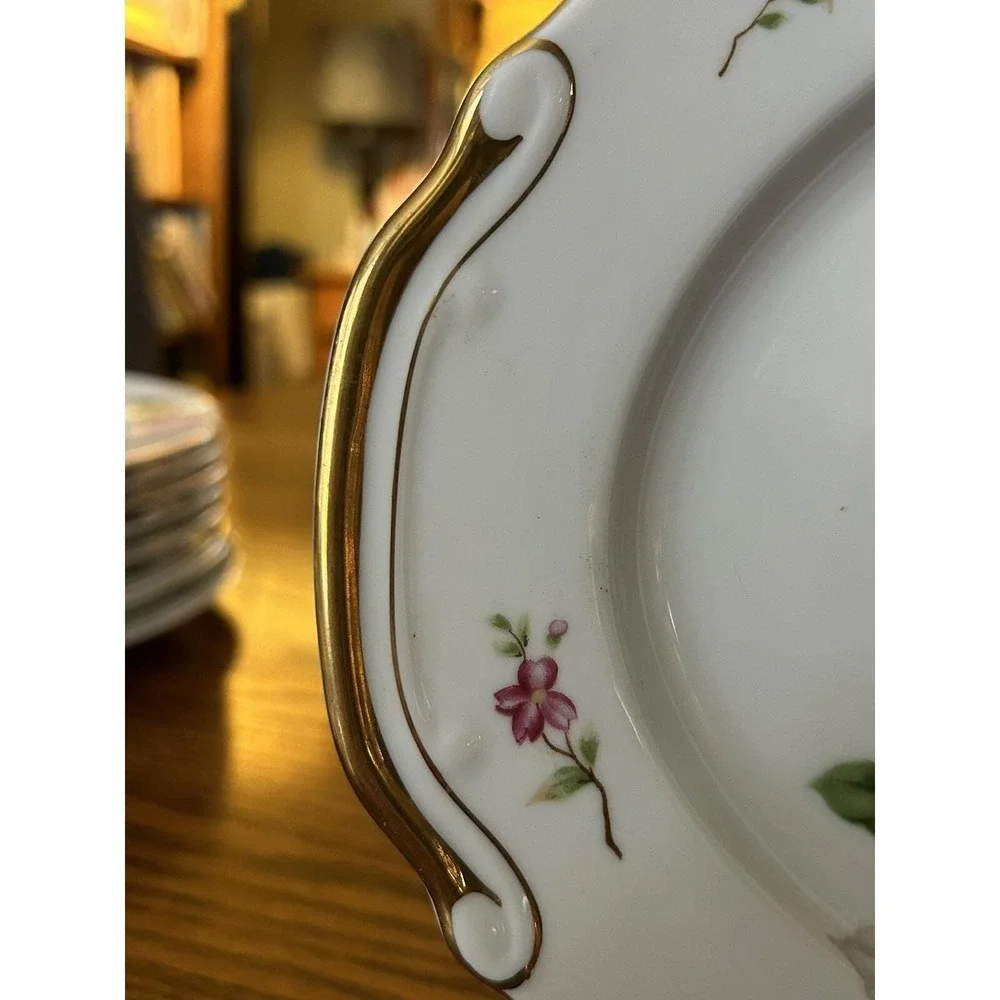 Vtg China Platter Gold Trim Oval Cottage core Grannycore Lynmore Golden Rose MCM